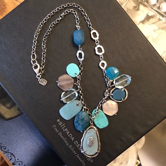 RARE Silpada Sterling Silver Amazonite Charm Necklace N2310